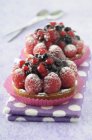 Berry tartlets with raspberries — Stock Photo