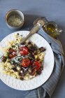 Pasta with aubergines and tomatoes — Stock Photo