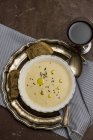 Cheese soup with olive oil — Stock Photo