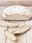 Round loaf of homemade sour dough — Stock Photo