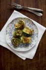 Courgette rolls filled with meat — Stock Photo