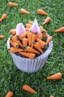 Cupcake de Pâques décoré de carottes — Photo de stock