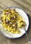 Tagliatelle pasta with mushrooms — Stock Photo