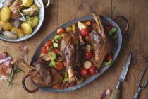 Roasted Legs of lamb with vegetables — Stock Photo