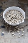 Bowl of sunflower seeds — Stock Photo