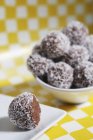 Coffee and chocolate truffles — Stock Photo