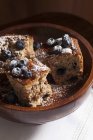 Three slices of blueberry crumble cake — Stock Photo