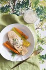 Poached salmon with carrots — Stock Photo