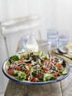 Club salad with beef and grilled bacon — Stock Photo