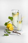 Homemade lemonade with fresh lemons — Stock Photo
