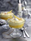 Closeup view of mango Possets in glasses — Stock Photo