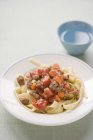 Tagliatelle pasta with minced beef — Stock Photo