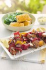 Pork skewers with peppers — Stock Photo
