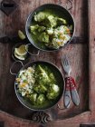Curry di pesce verde con riso — Foto stock