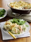 Fish pie with seafood — Stock Photo