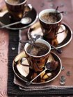 Cappuccinos with chocolate stars — Stock Photo