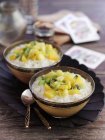 Rice pudding with fresh fruits — Stock Photo