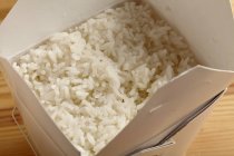 Steamed rice in takeaway box — Stock Photo