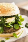 Vegetarian burger with bean patty — Stock Photo