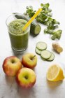 Green smoothie in glass — Stock Photo