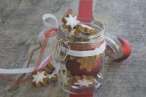 Cinnamon stars in a jar — Stock Photo