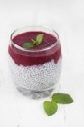 Chia seed pudding with fruit and fresh mint — Stock Photo