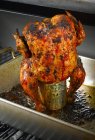 Beer can chicken in oven — Stock Photo