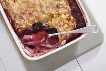 Cherry and almond pudding — Stock Photo