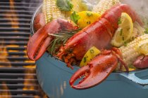 Steamed lobster in pot — Stock Photo