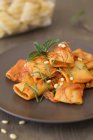 Paccheri pasta with tomato and ricotta sauce — Stock Photo