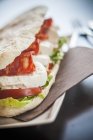 Сэндвич с помидорами на тарелке — стоковое фото