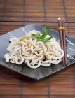 Udon noodles with soy sauce — Stock Photo