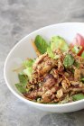 Смажений курячий салат з овочами та листям — стокове фото