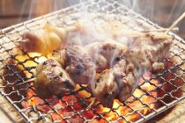 Closeup view of Yakitori skewers on a barbecue — Stock Photo