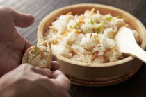 Жареный тофу с рисом — стоковое фото