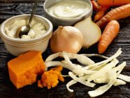 Ingredients for coleslaw with cheese — Stock Photo