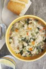 Chicken and lemon soup with orzo pasta — Stock Photo