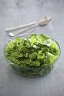 Mixed green salad in glass bowl — Stock Photo
