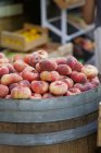 Виноградник персики на бочці — стокове фото