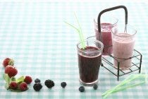 Berry smoothies in glasses — Stock Photo