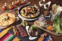 Elevated view of an arrangement of various Mexican foods — Stock Photo