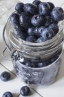 Jar of fresh blueberries — Stock Photo