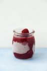 Raspberry sorbet with raspberry sauce — Stock Photo