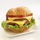 Hambúrguer de queijo duplo com tomates — Fotografia de Stock