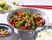 Bean salad with cashew nuts and peppers — Stock Photo