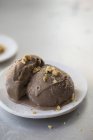 Chocolate ice cream with chopped nuts — Stock Photo