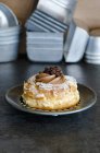 Closeup view of Paris-Brest choux pastry filled with cream — Stock Photo