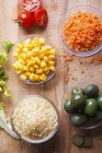 Інгредієнти для рисового салату — стокове фото