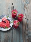 Wassermelonen-Smoothies im Glas — Stockfoto