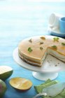Cheesecake with mango and mint — Stock Photo